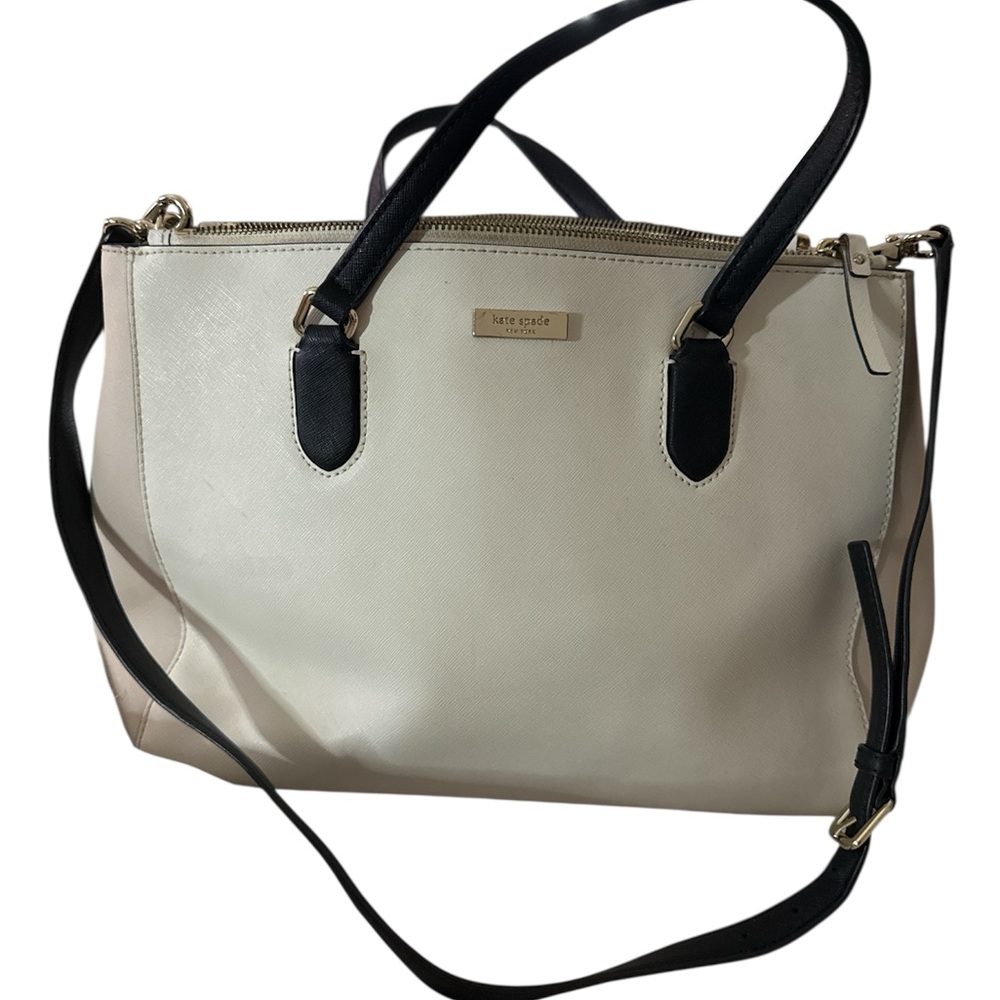 Kate Spade Black and Cream Shoulder Bag  Leighann Satchel